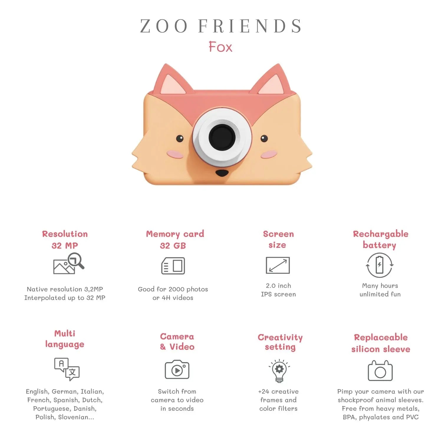 Kinder-Kamera C1 - Zoo Friends Fuchs