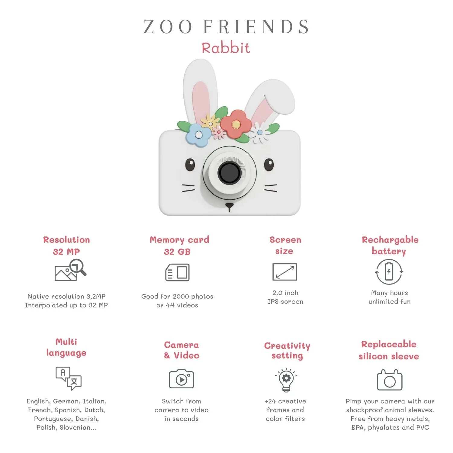 Kinder-Kamera C1 - Zoo Friends Hase
