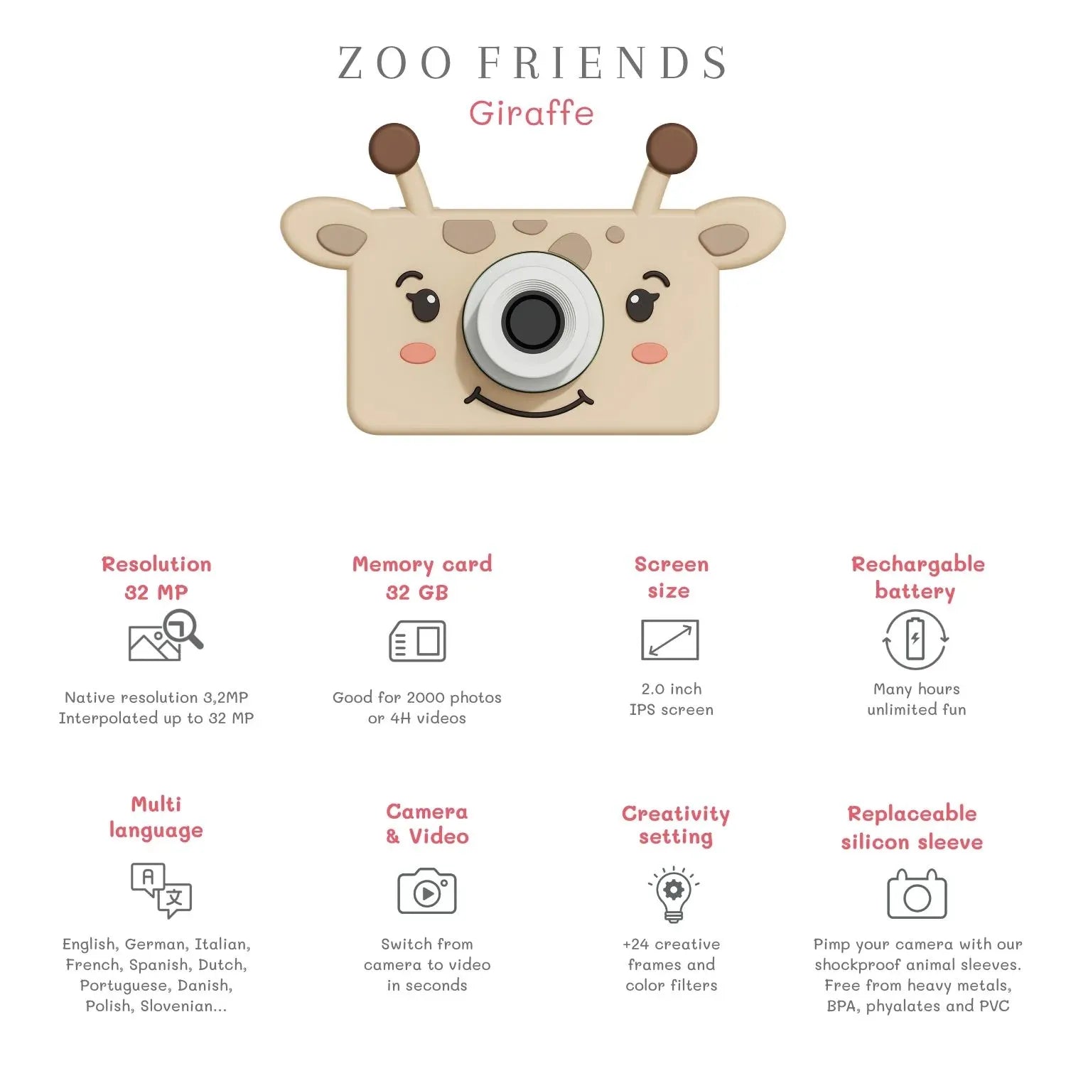 Kinder-Kamera C1 - Zoo Friends Giraffe