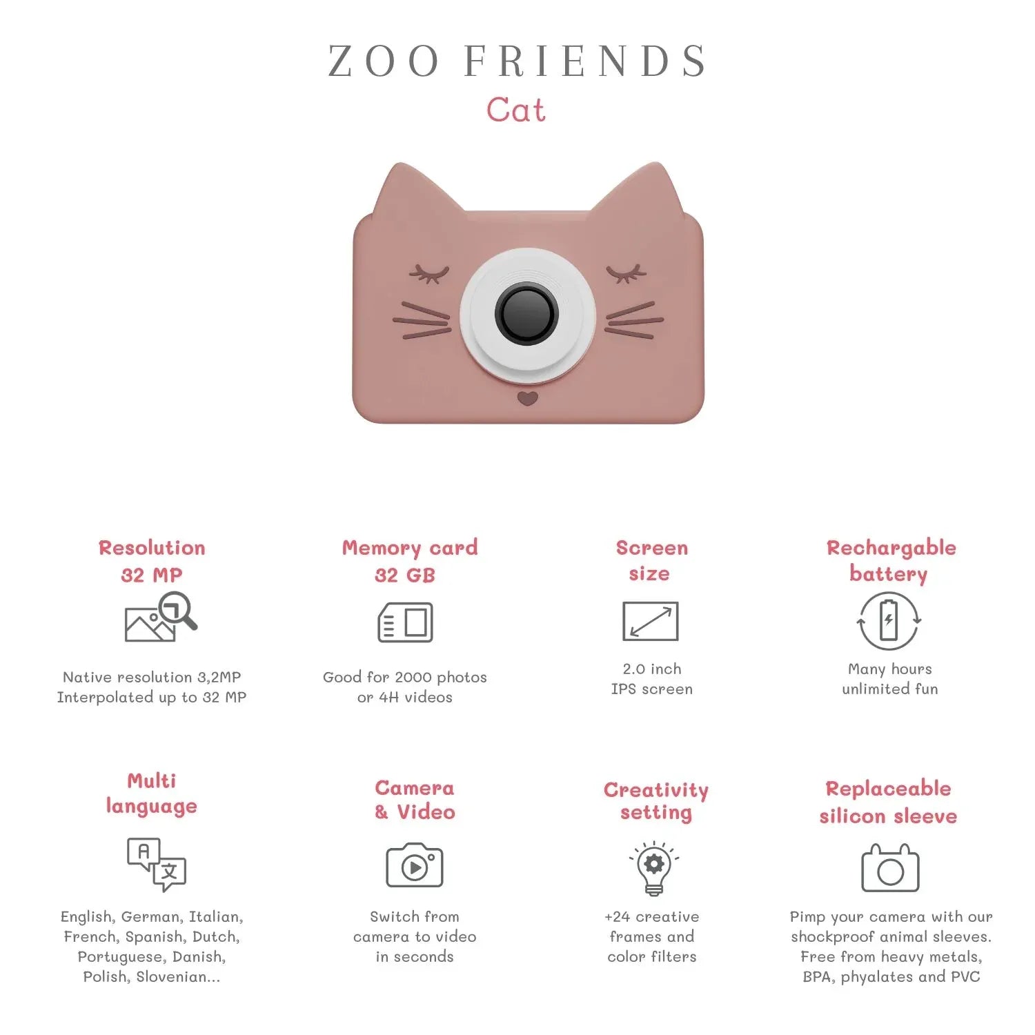 Kinder-Kamera C1 - Zoo Friends Katze