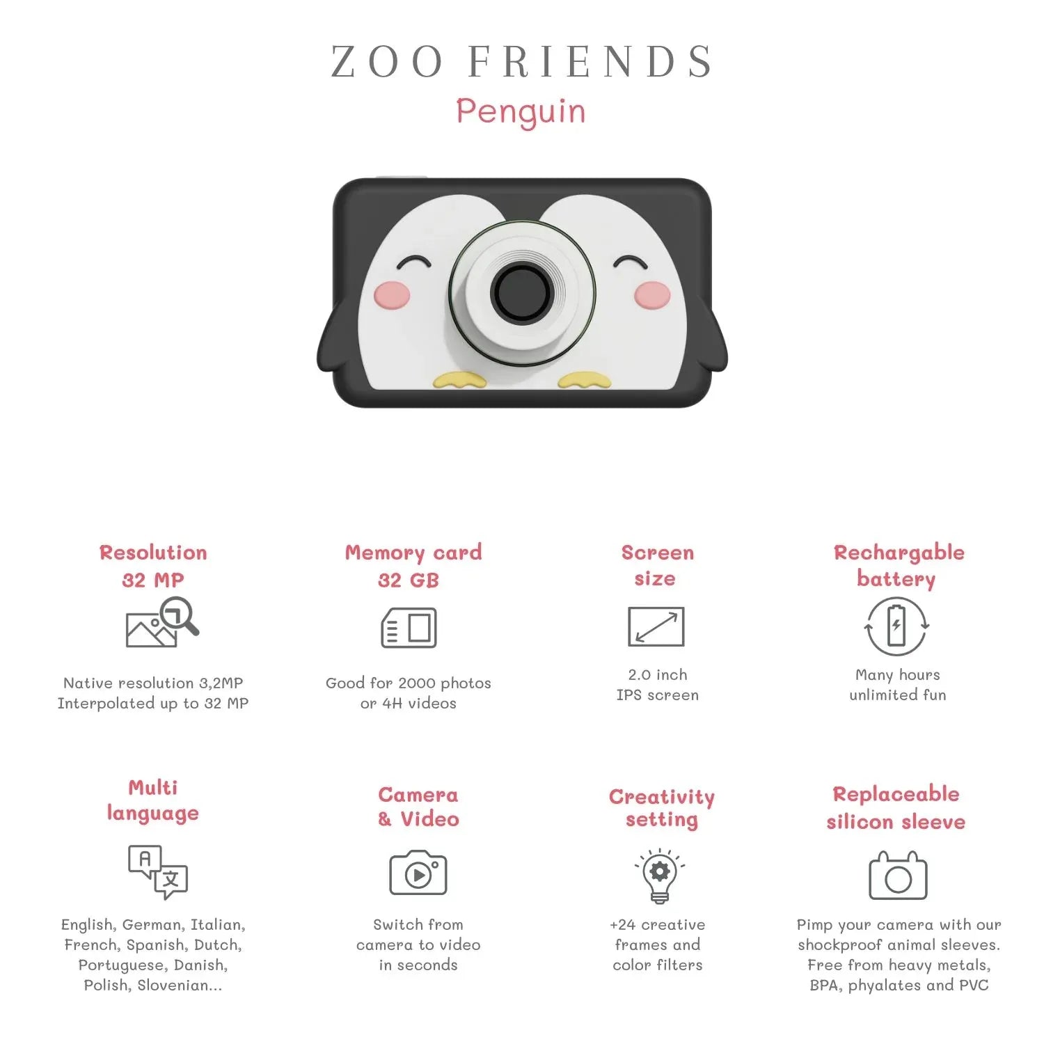 Kinder-Kamera C1 - Zoo Friends Pinguin