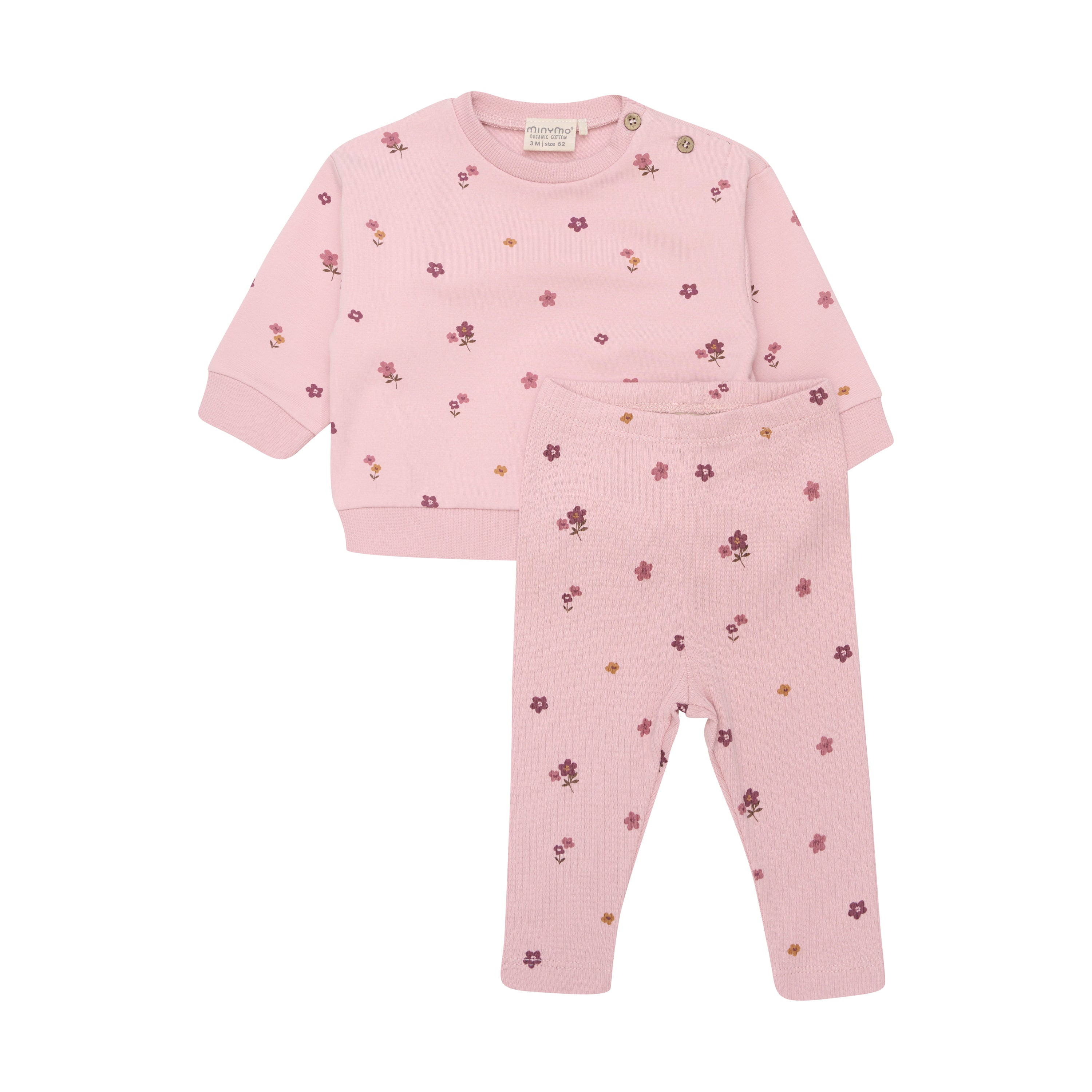 Minymo 2-teiliges Baby-Set – Sweatshirt & Leggings mit Blümchenprint