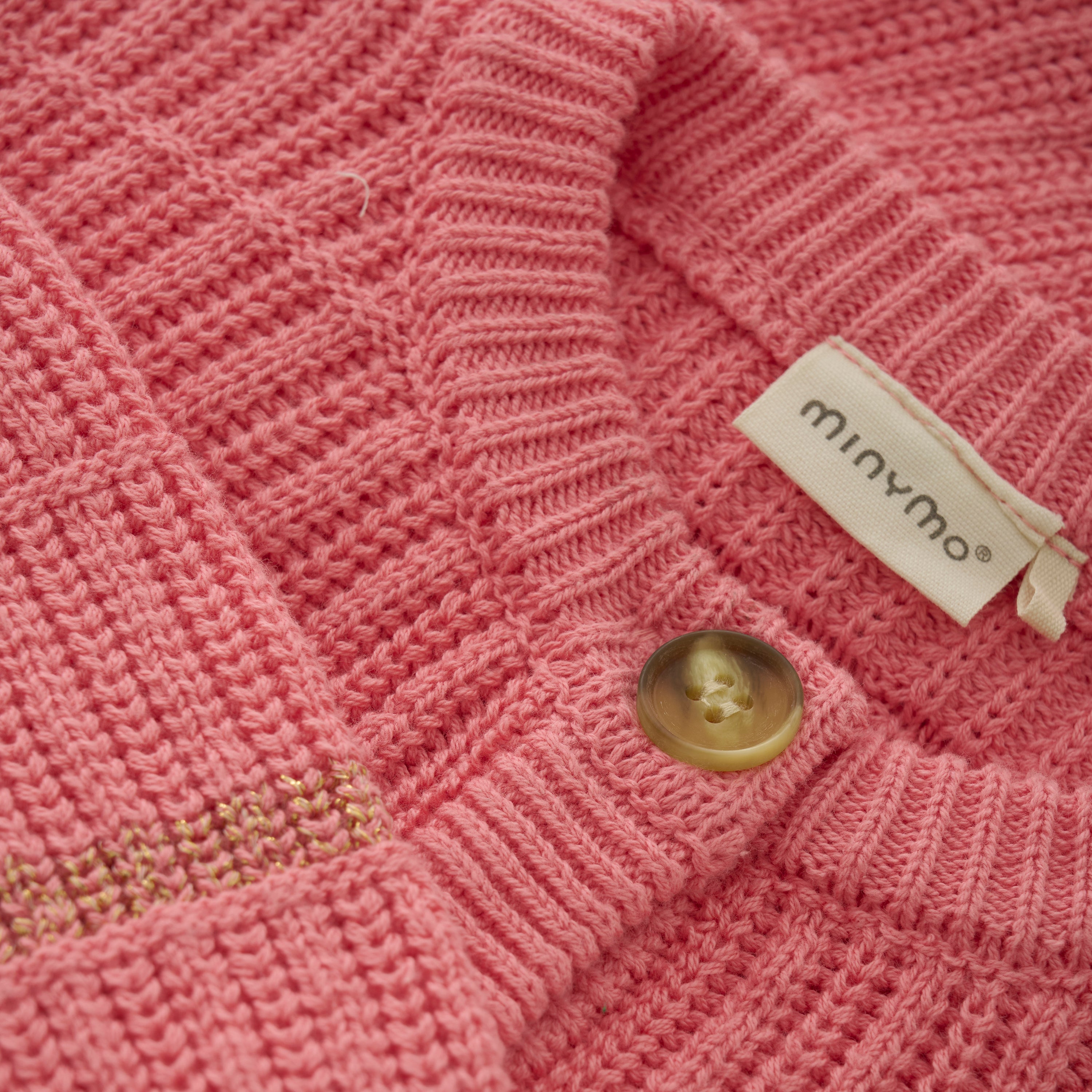 Minymo Strickjacke – rosa mit Glitzerakzent