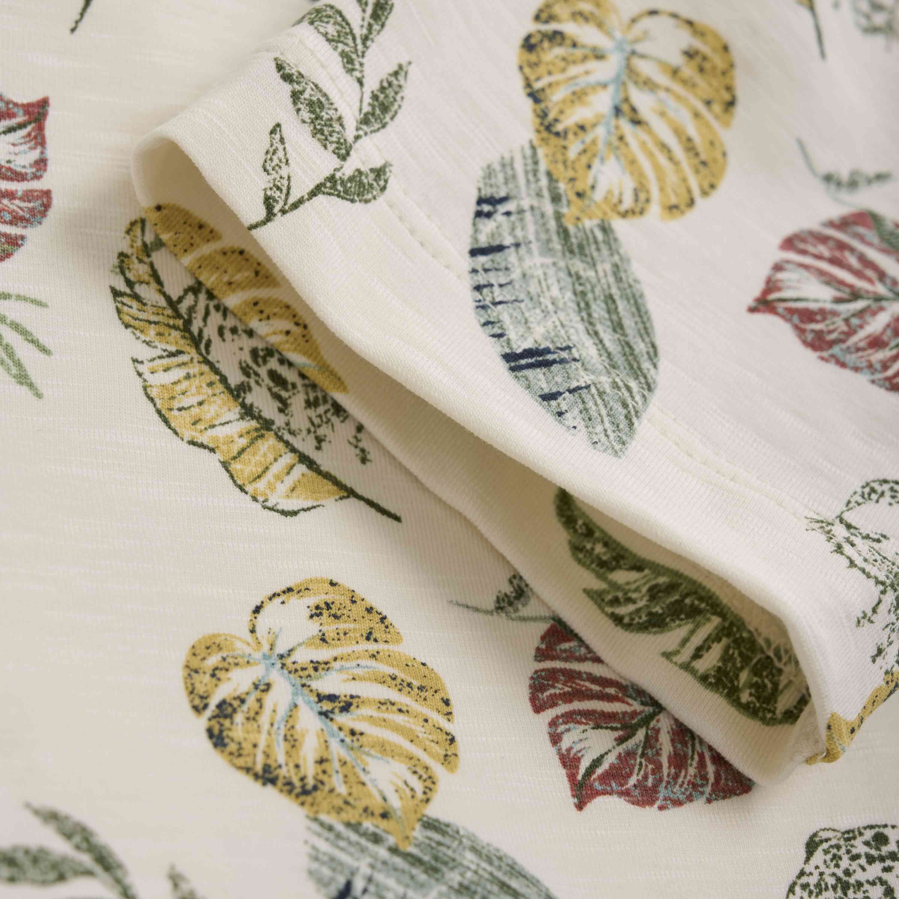 T-Shirt Junge weiss mit Blätter