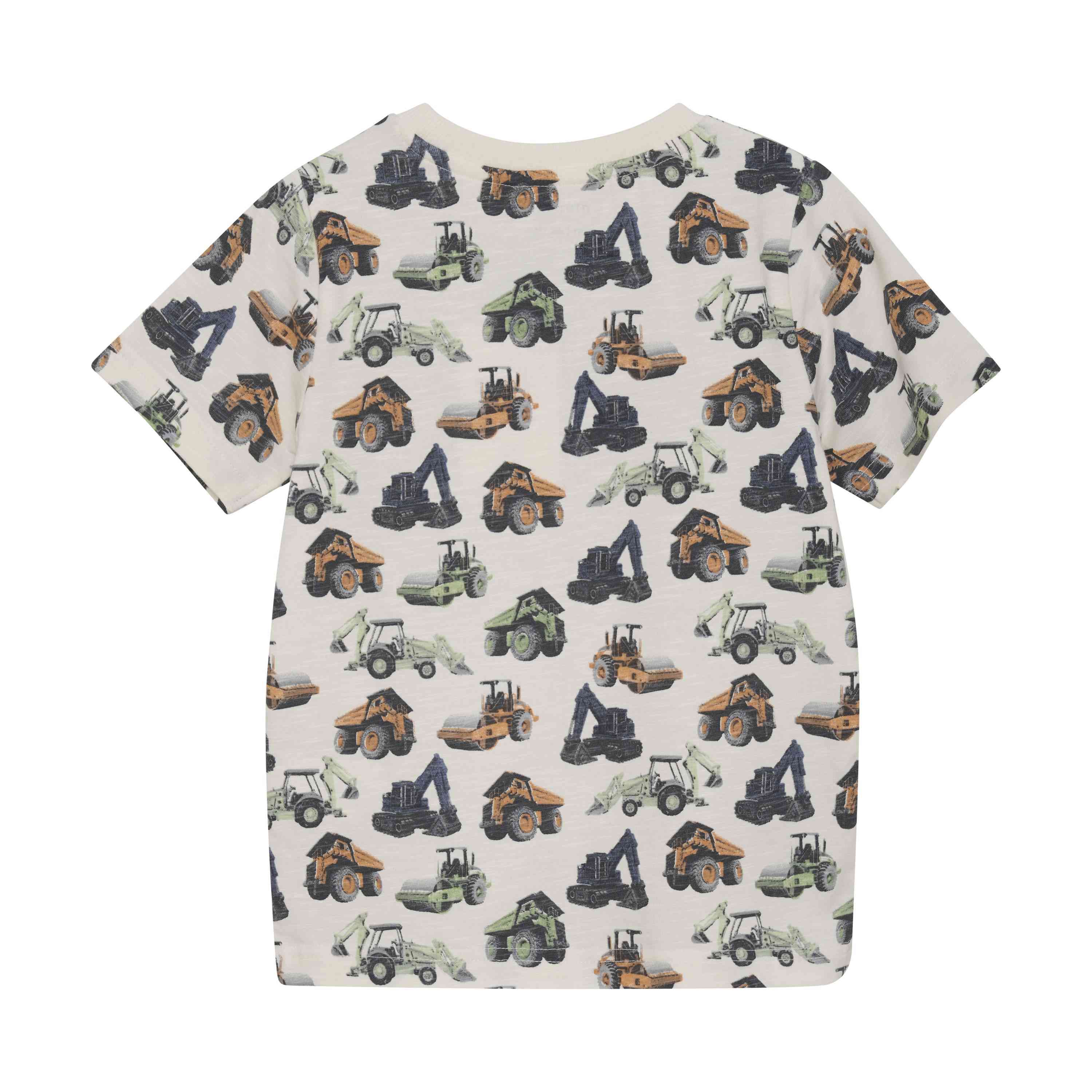 T-Shirt Junge weiss mit Baustellenfahrzeug