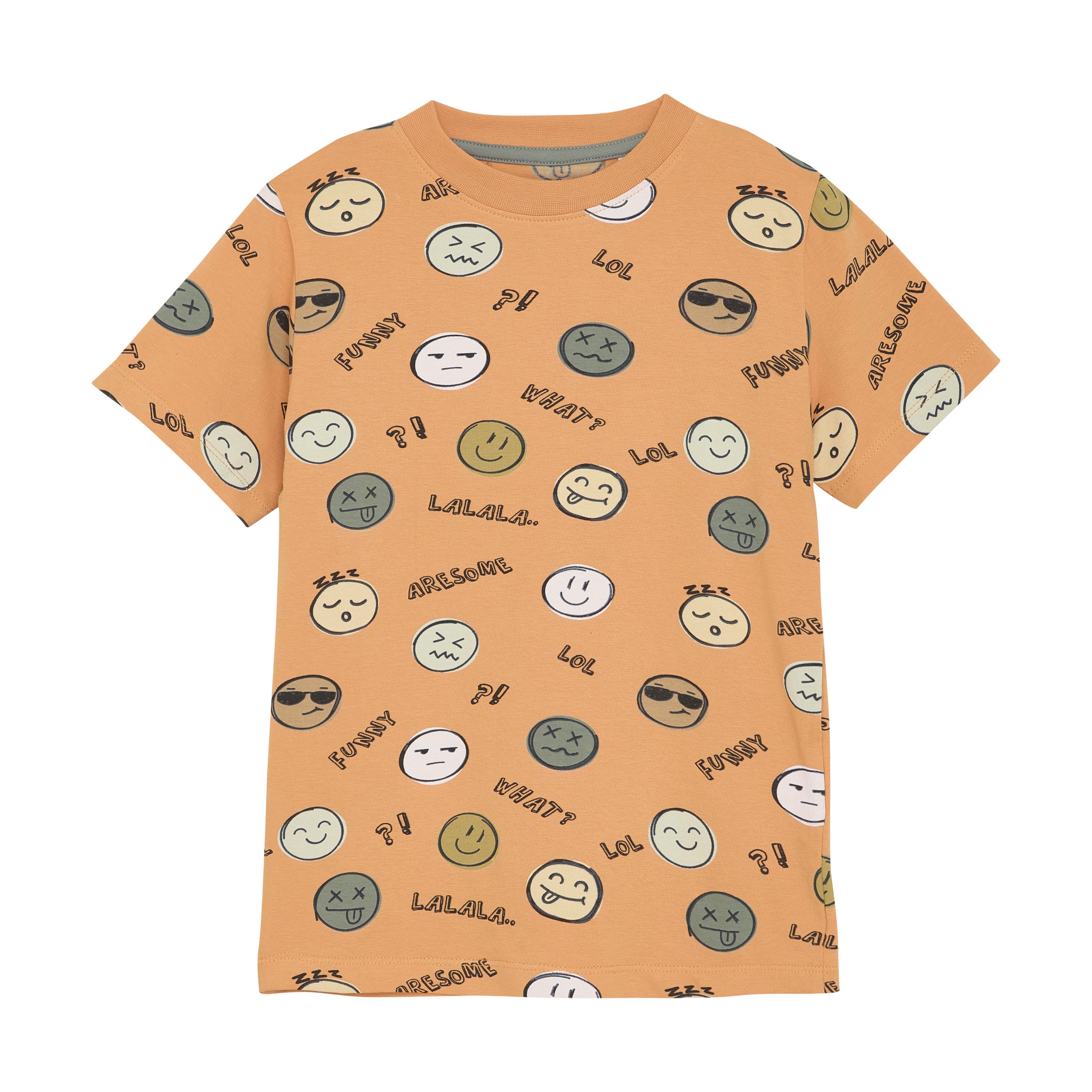 T-Shirt „Smiley“ – Fröhlicher Allover-Print | 95 % Baumwolle, 5 % Elastan
