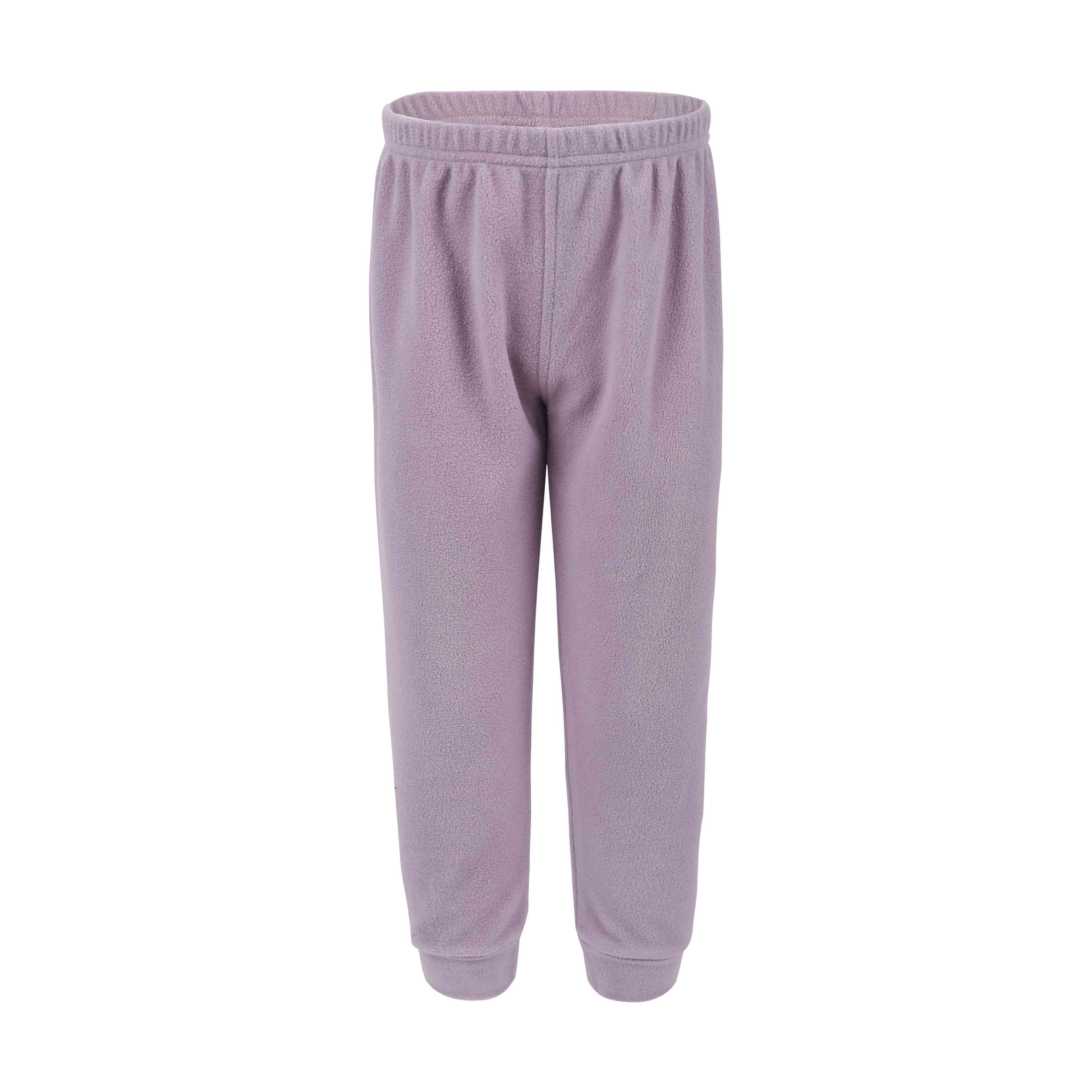 Wir präsentieren die CeLaVi - Fleecehose von CeLaVi: eine hellviolette, weiche Fleecehose mit elastischem Bund und Bündchen an den Knöcheln. Sie ist aus recyceltem Material gefertigt und bietet sowohl Komfort als auch Nachhaltigkeit, was sie perfekt für die Freizeit macht. Fotografiert vor einem schlichten weißen Hintergrund.
