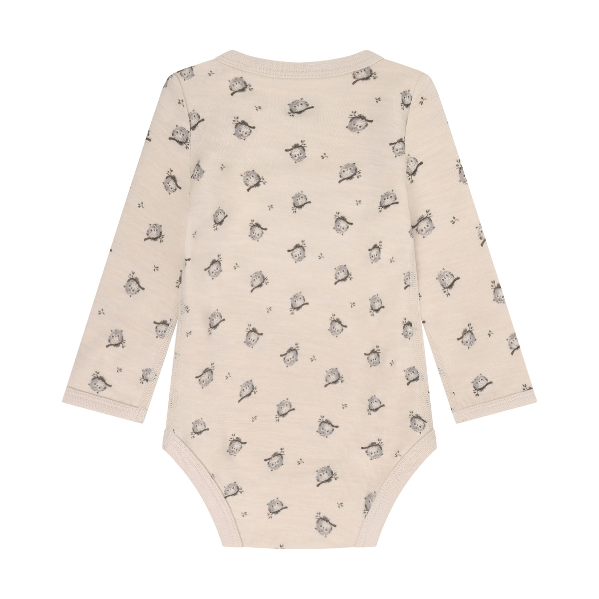 Winter Body Langarm Eulenprint Wolle/Bambus – Braun Melange