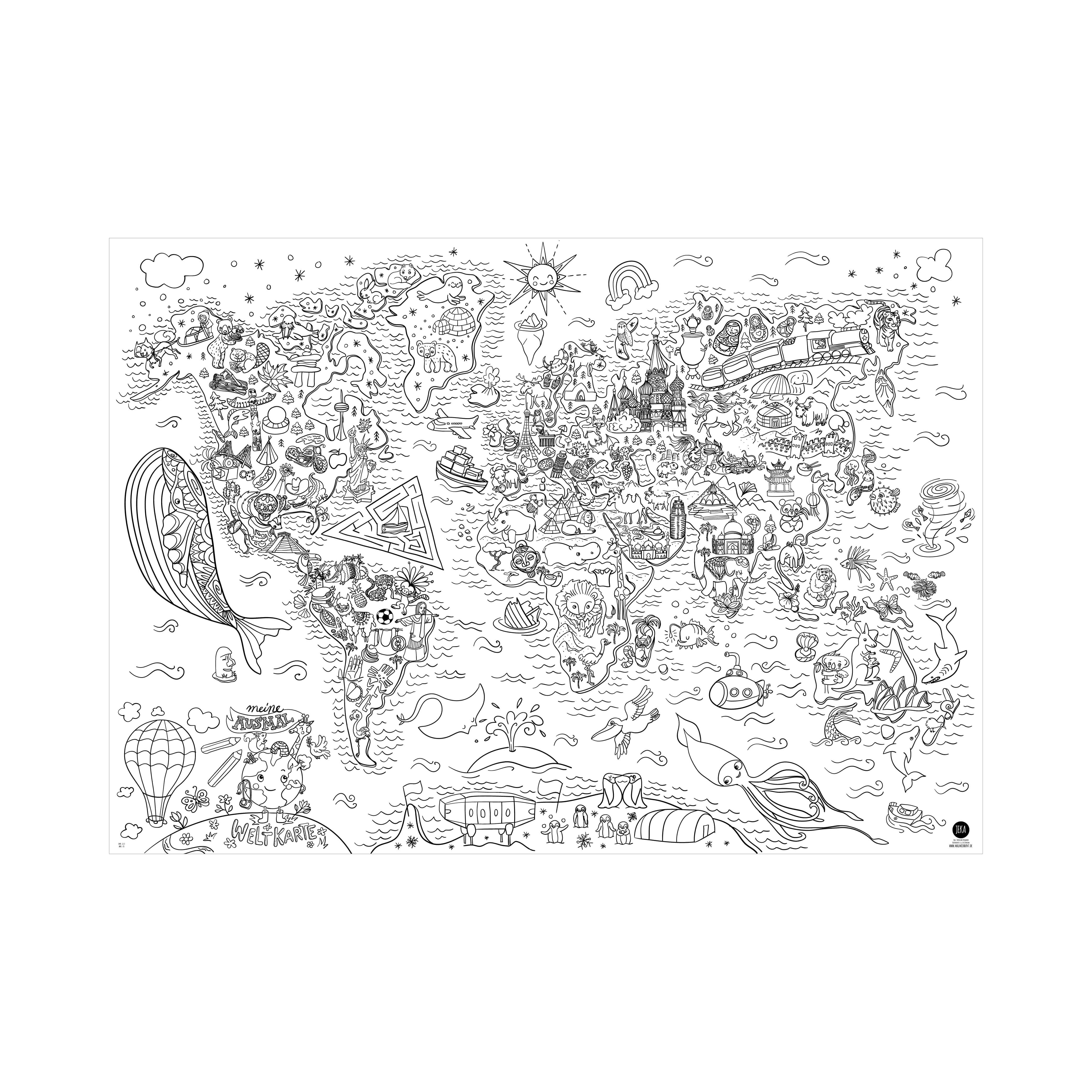 Ausmal-Tischdecke aus Papier "Weltkarte" - nila kids
