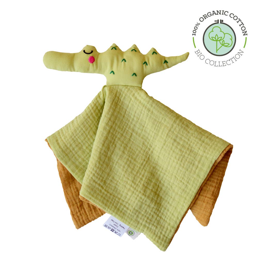 BIO-Doudou Puppe aus Bio-Baumwolle Krokodil für Babys
