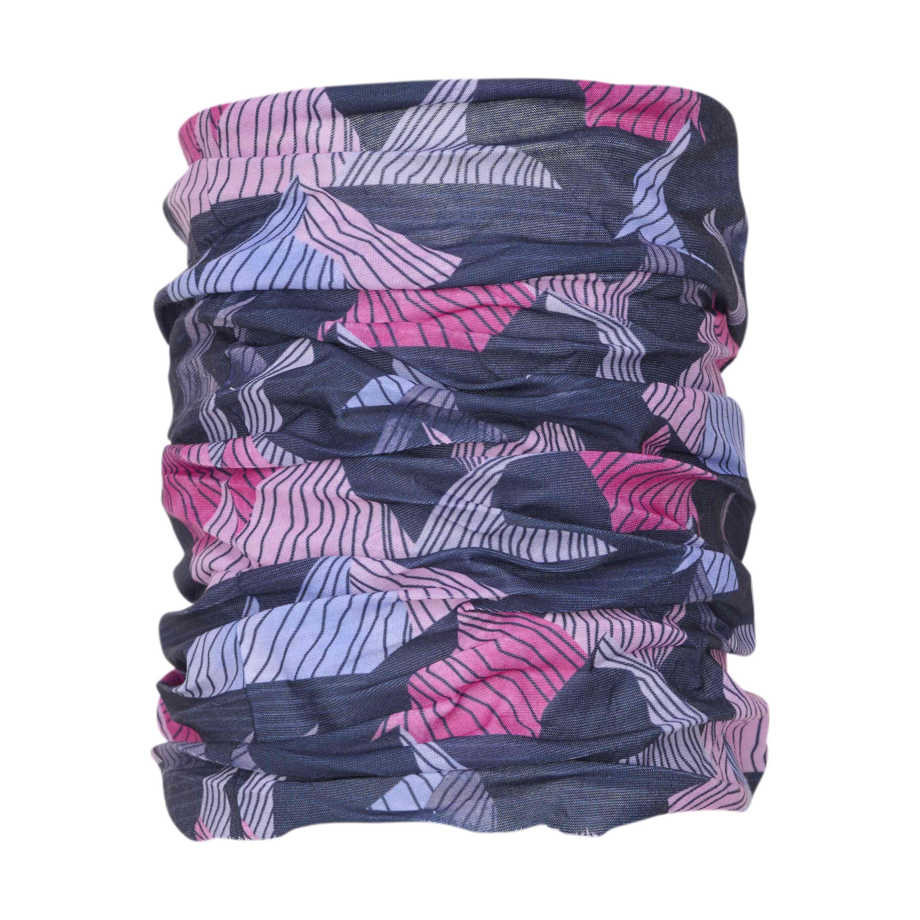 Der Color Kids - Neckwarmer - AOP von Color Kids ist ein vielseitiger Halswärmer mit einem lebendigen, abstrakten Muster. Der Stoff zeigt Schattierungen von Blau, Lila, Rosa und Weiss in einer Anordnung aus geometrischen Formen und Linien. Sein zerknittertes Material unterstreicht seine Flexibilität und Dehnbarkeit perfekt.