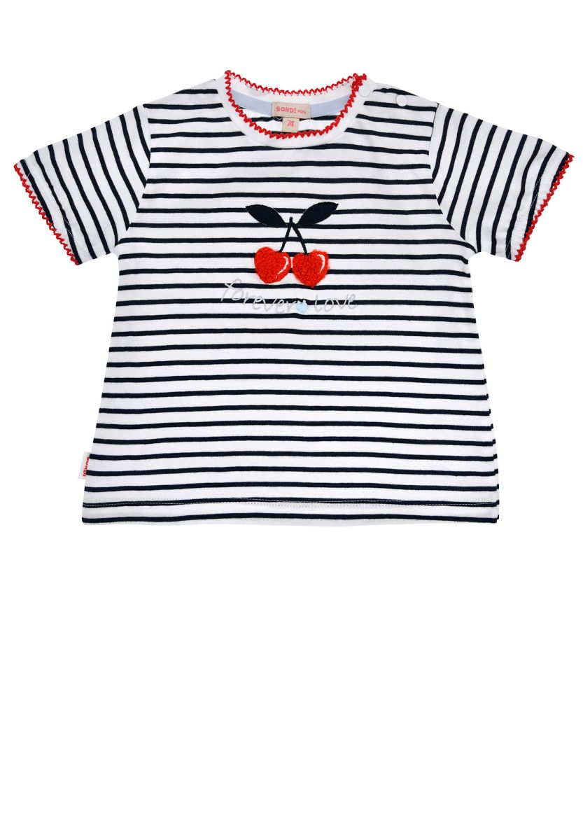 T-Shirt halbarm geringelt Kirschen