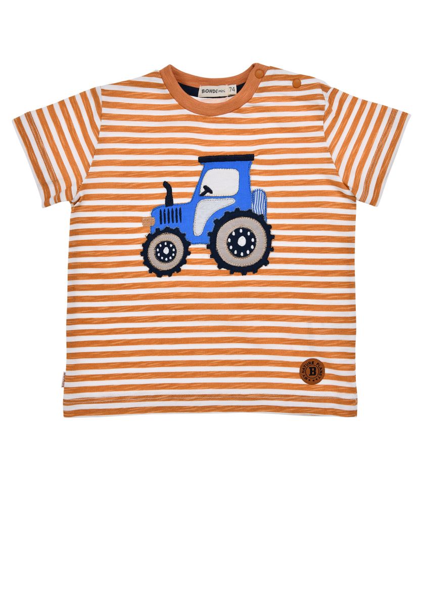 T-Shirt halbarm geringelt Traktor Baby