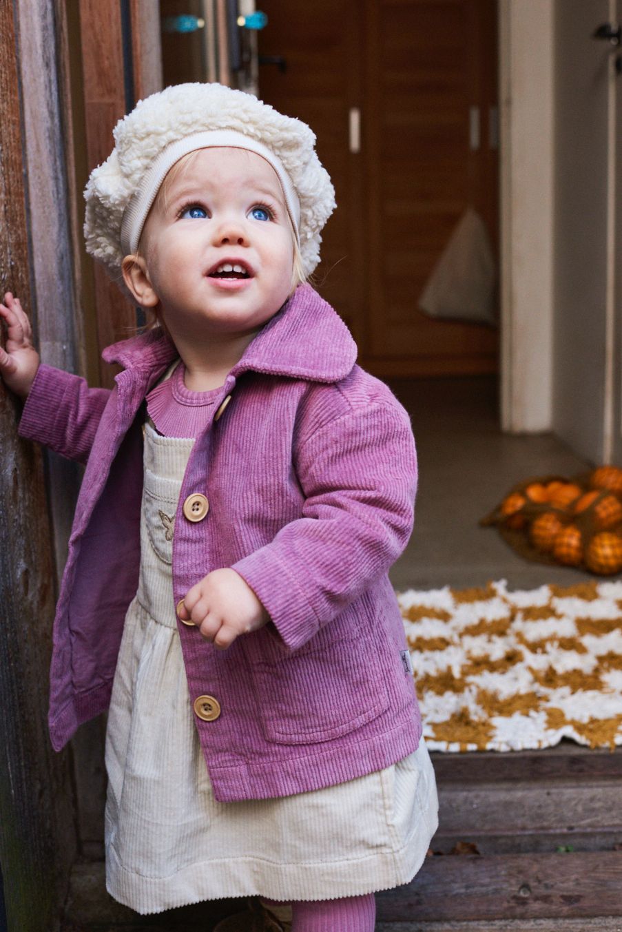 Cordkleid Latzkleid Beige