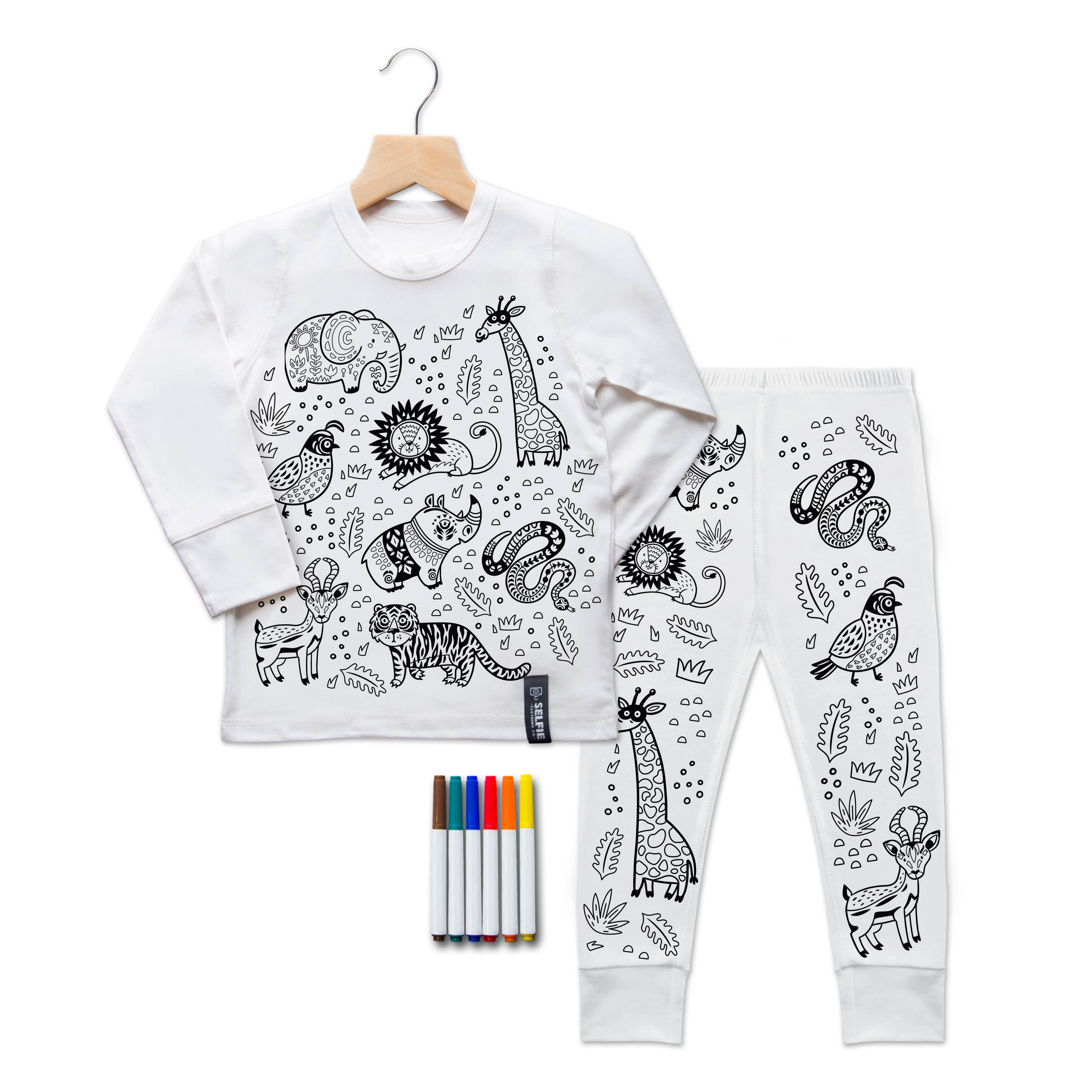 Jungle Tiere - Pyjama zum Ausmalen