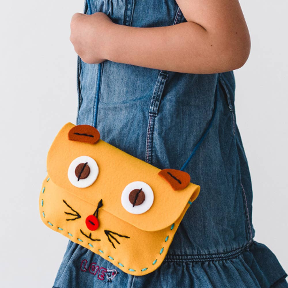 Geschenkset für Kinder zum Basteln einer Tasche: Gelbe Katze