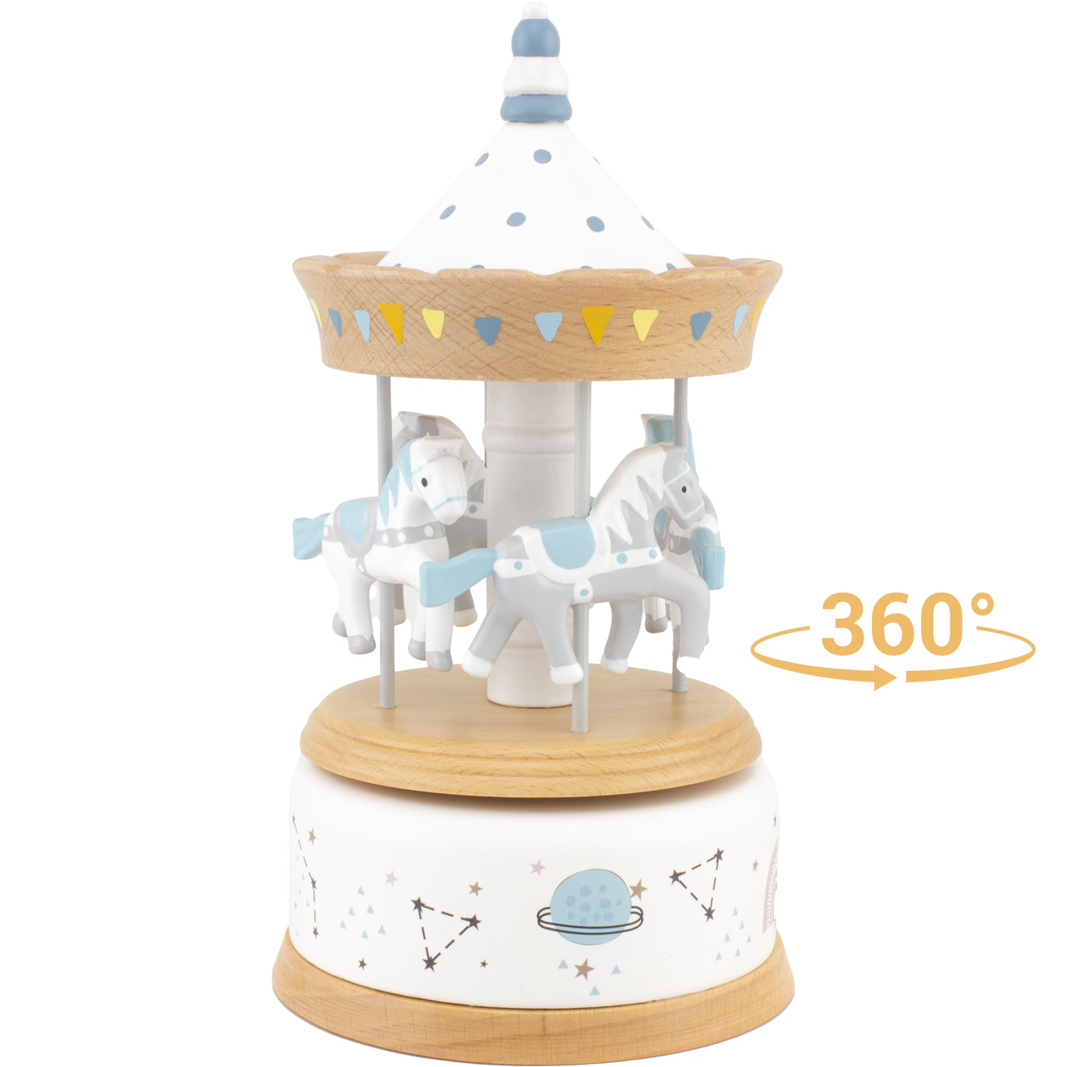 Musikkarussell in weiss Holz