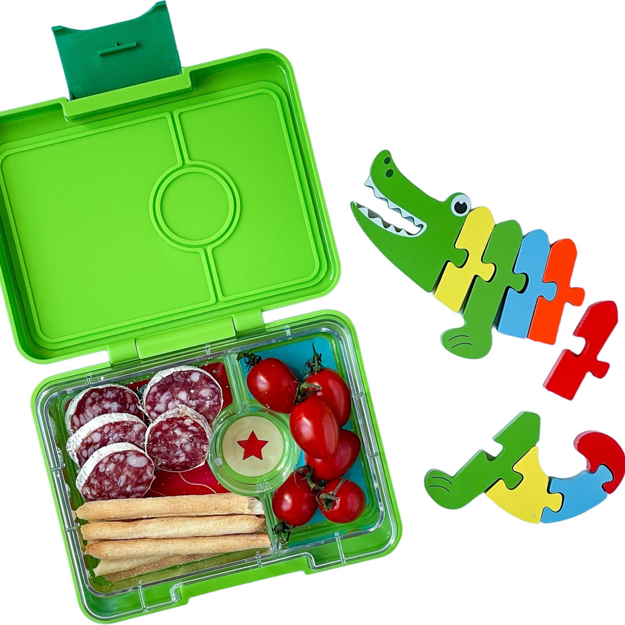 Yumbox Auslaufsichere Bento-Snackbox – Grün mit Haifisch-Einsatz