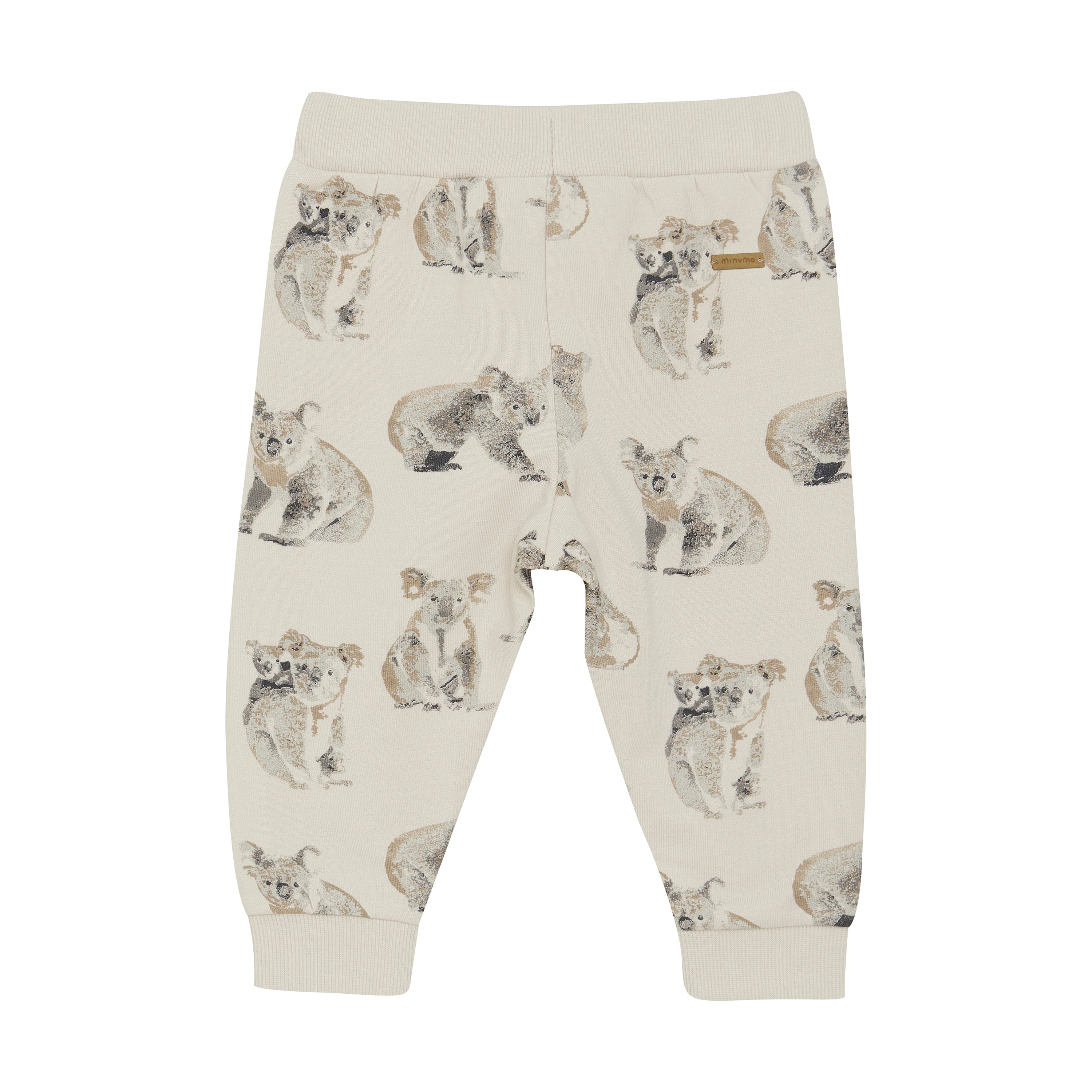 Die Minymo – Hosen-Leggings für Kleinkinder von Minymo mit verspieltem cremefarbenem Koala-Print haben einen elastischen Bund für mehr Dehnbarkeit und Komfort, gerippte Bündchen an den Knöcheln für eine gute Passform und erfüllen die Sicherheitsstandards OEKO-TEX® STANDARD 100.