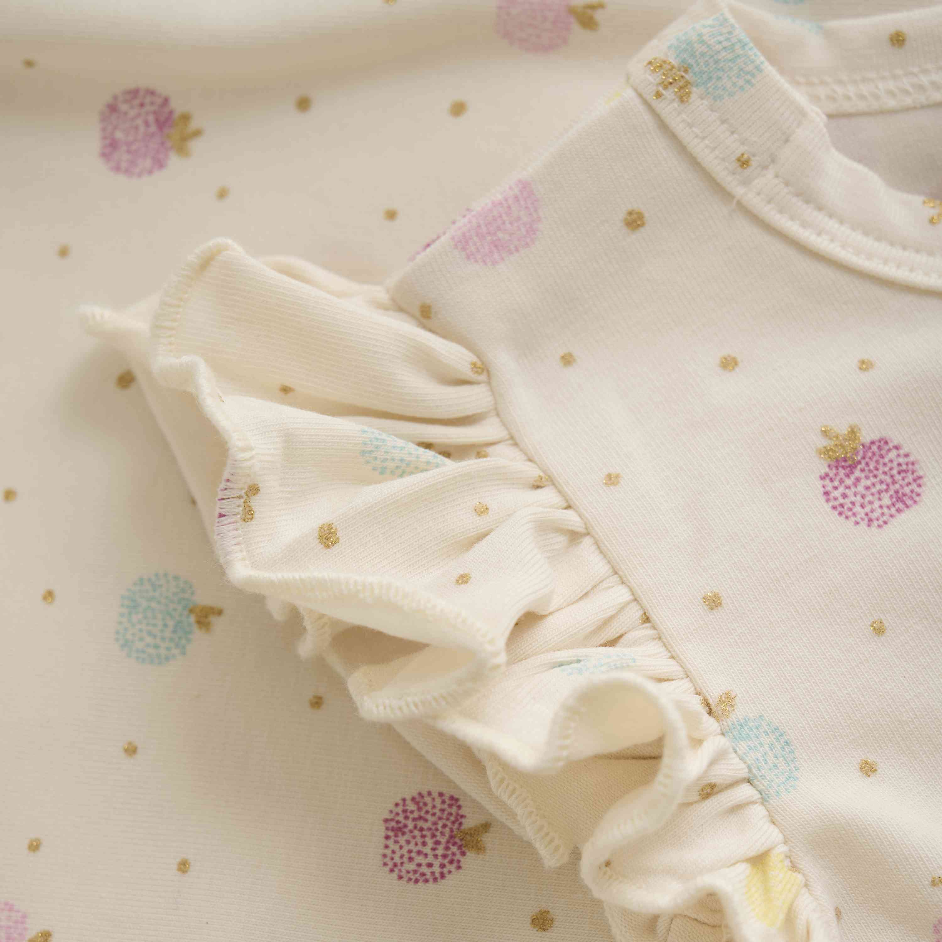 Mädchen-Top mit Glitzerprint und Rüschenärmeln