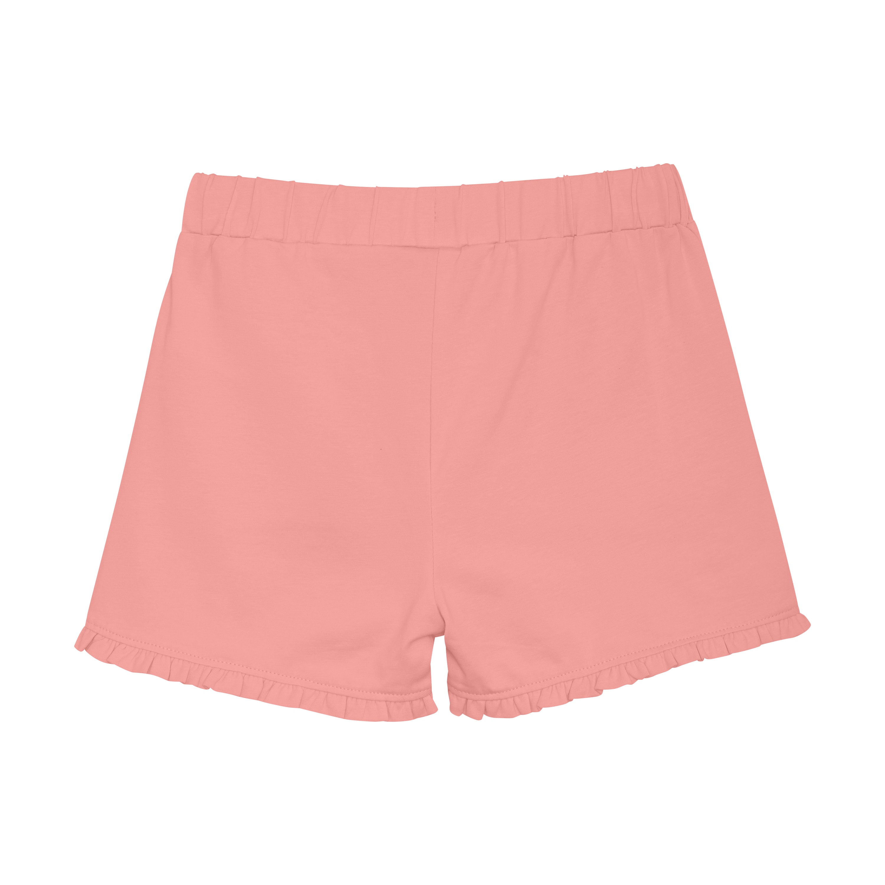 Die Minymo - Kurze Hosen sind ein Paar rosa Shorts mit elastischem Bund und leicht gerüschtem Saum, gefertigt aus weichem, leichtem Baumwollmischgewebe. Diese bezaubernden Shorts auf schlichtem weißem Hintergrund passen perfekt zu Ihrem Lieblingssweatshirt.