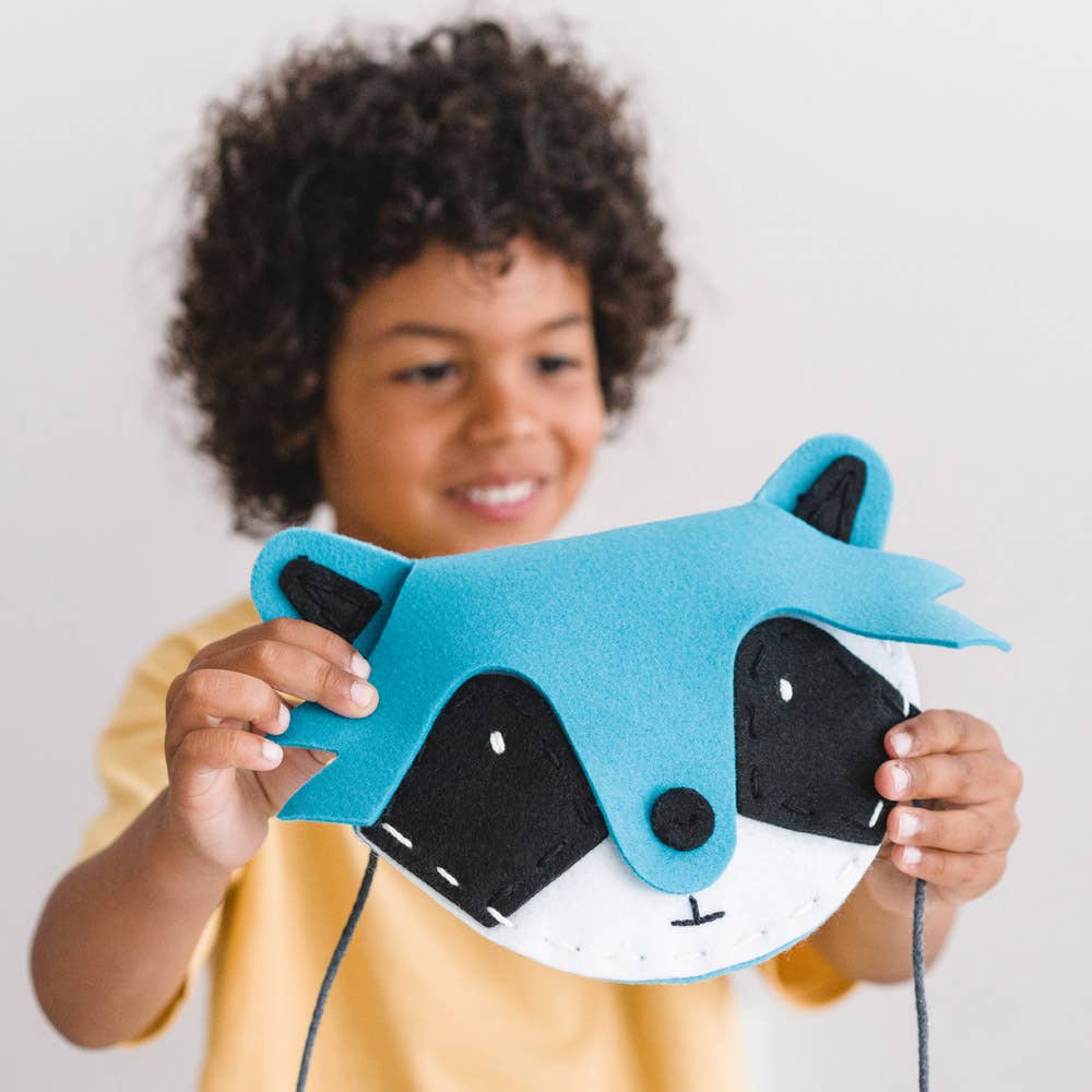 Geschenkset für Kinder zum Basteln einer Tasche: Waschbär