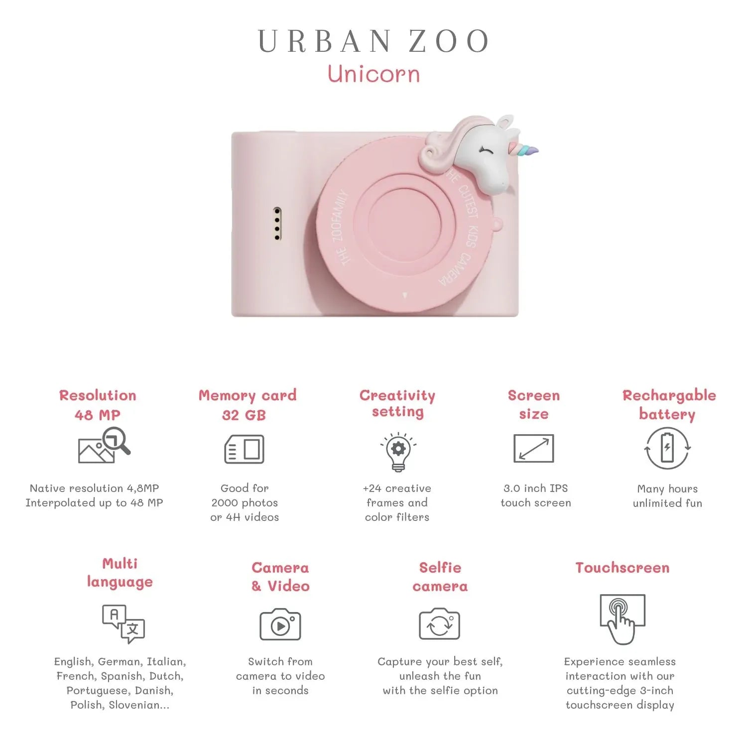 Kinder-Kamera  C5 - Urban Zoo Einhorn