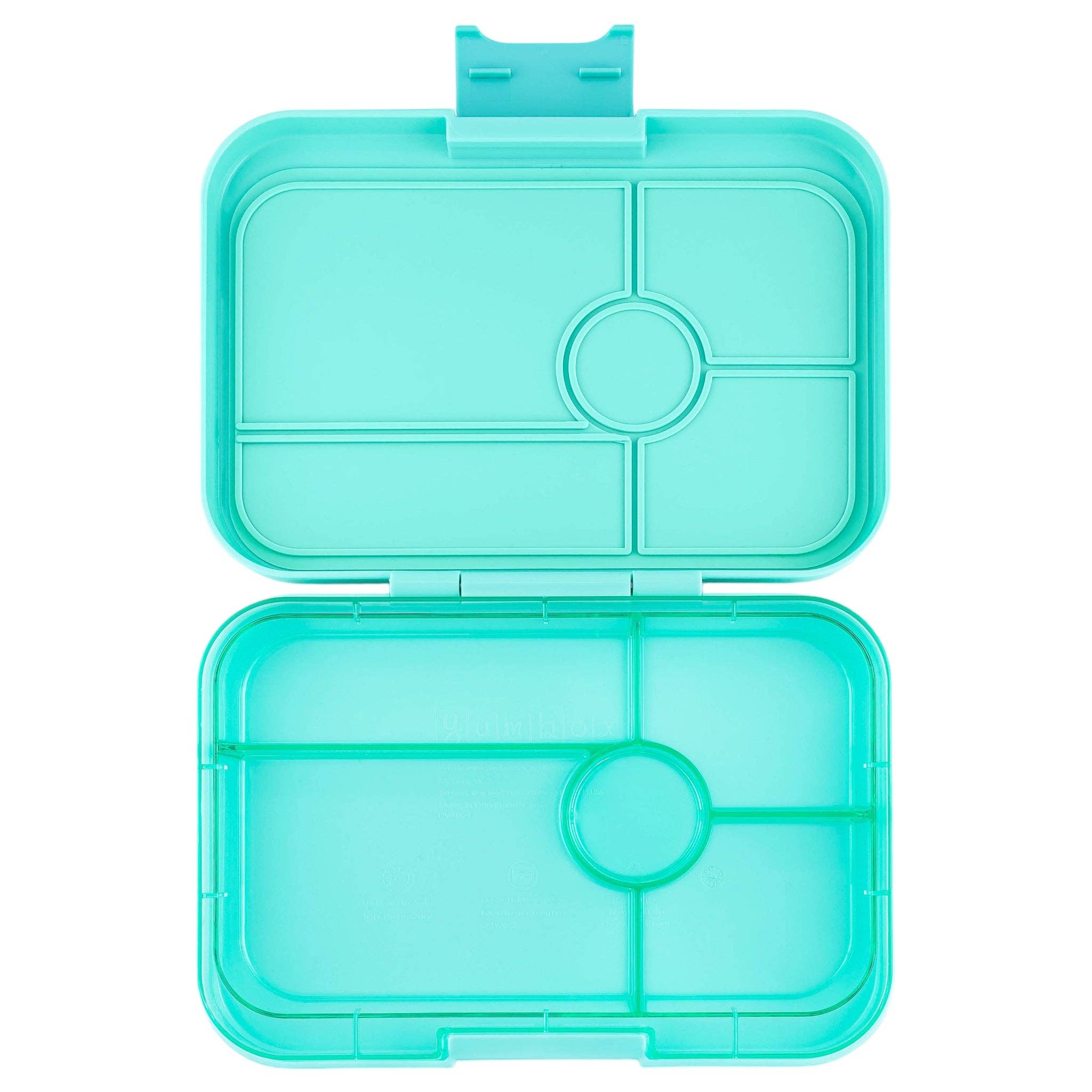 Auslaufsichere Bento-Box Tapas mit 5 Fächern und transparentem Bali Aqua – extra gross