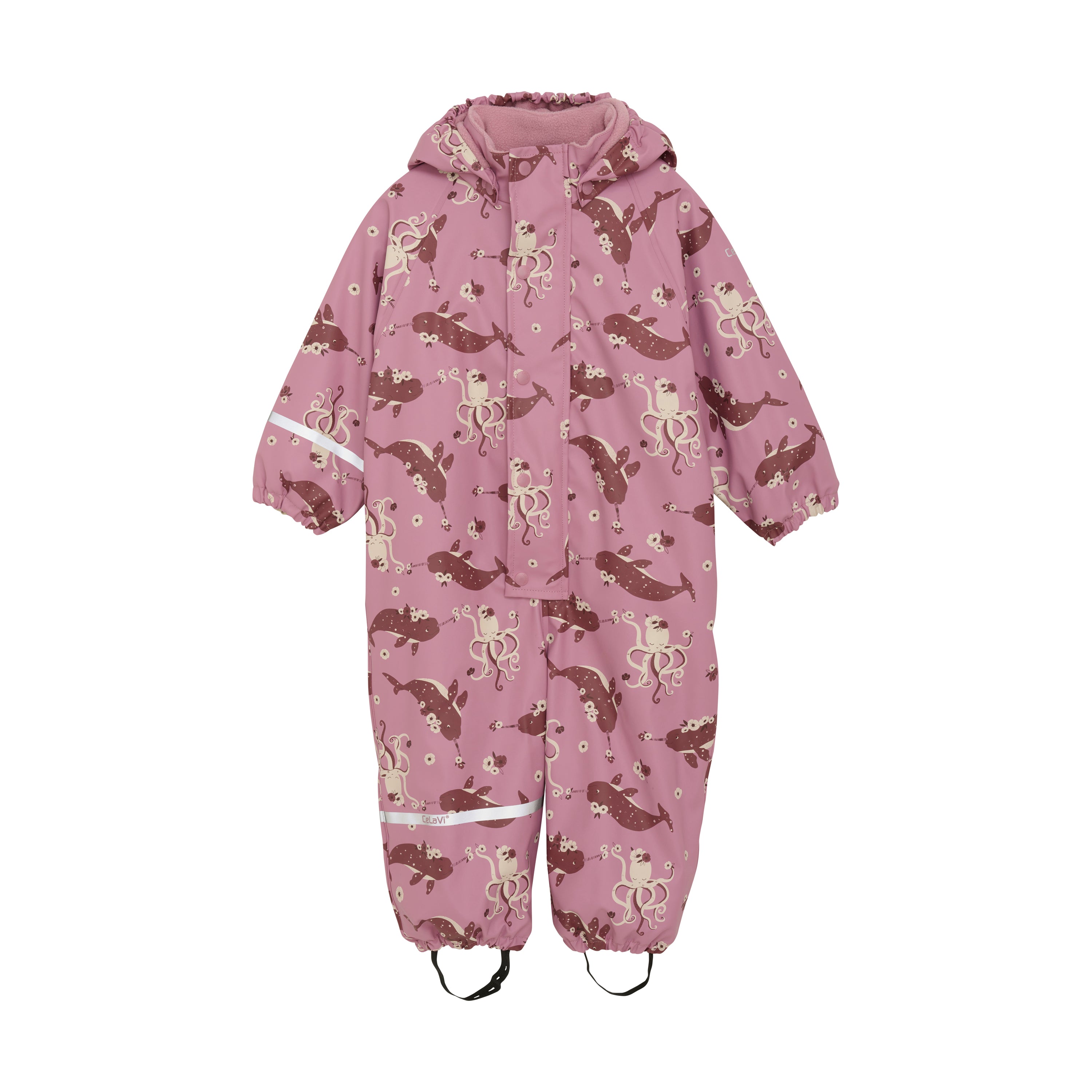 Regenanzug mit Fleece rosa