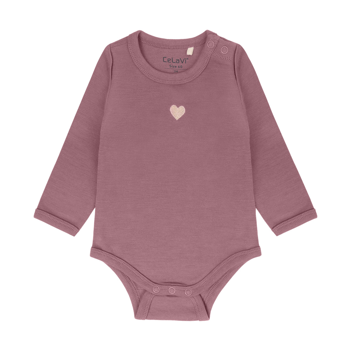 Winter Body Langarm Uni Wolle/Bambus – Rosa Melange