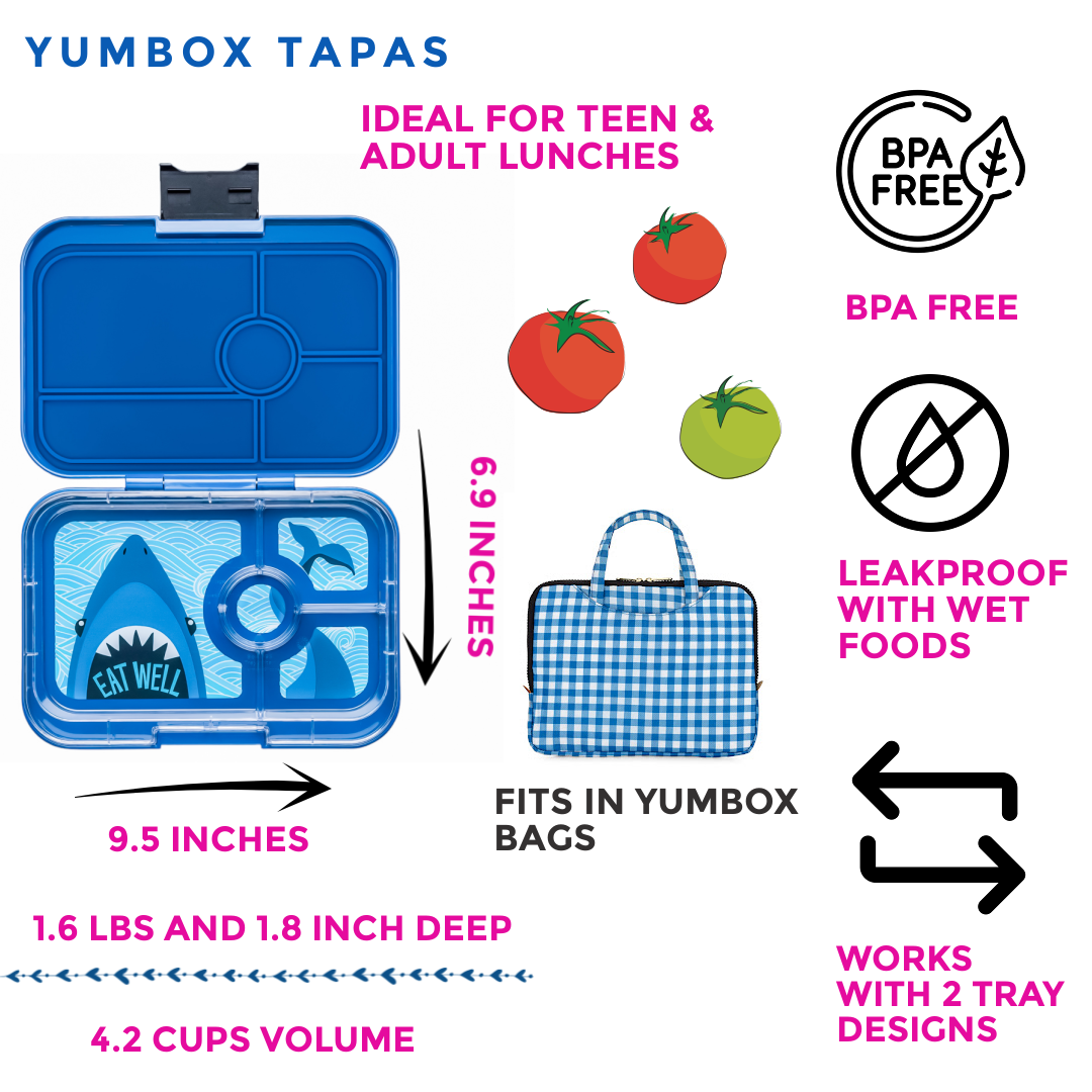 Auslaufsichere Yumbox Grosse Bento Lunchbox Tapas – Monte Carlo Blau – 4 Fächer - nila kids