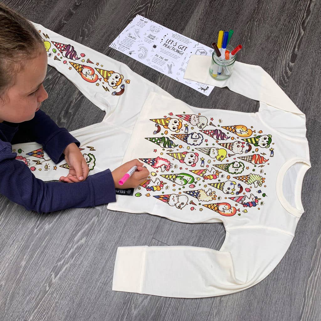 Ice Cream Kitty Pyjama zum ausmalen - nila kids