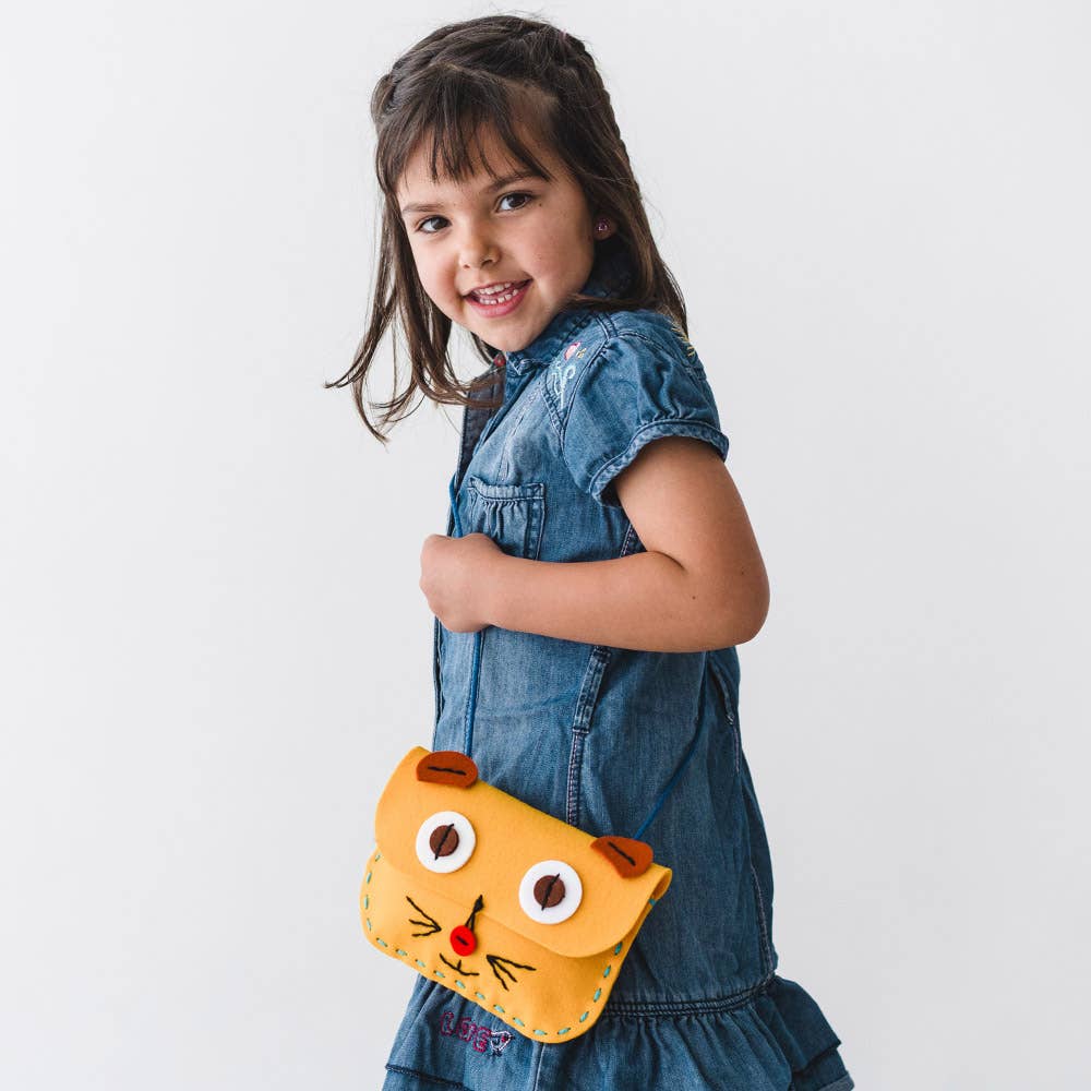 Geschenkset für Kinder zum Basteln einer Tasche: Gelbe Katze
