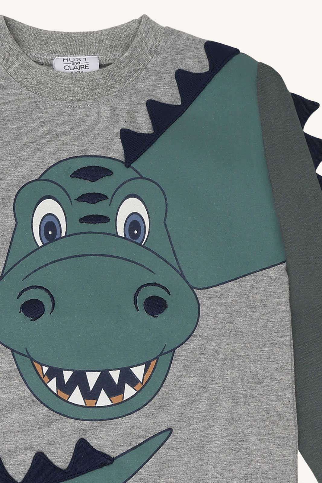 hust-and-claire-hcanton-dino-grey-melange - nila kids